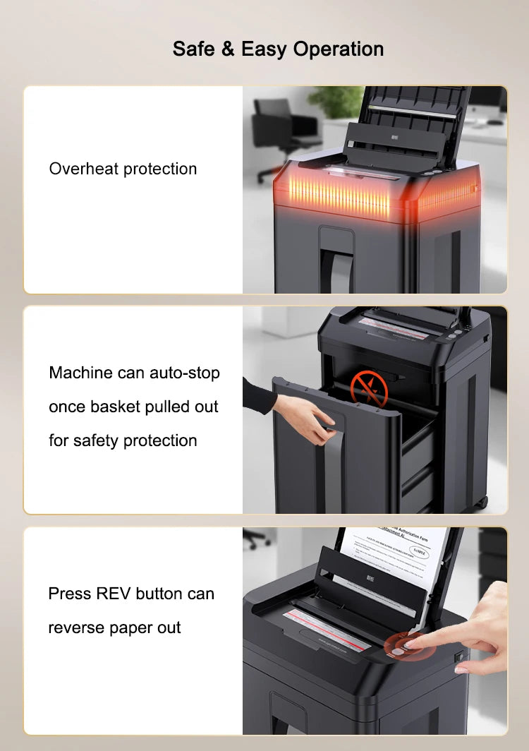 Broyeur De Papier P-5 200 Sheets Waste Paper Shredder P5 Normal Size 2*10mm Auto Feed Electricity Powered Comet Z-500 Office 22L