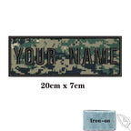 1PC Custom Name Patch Stripes Badge 10X2.5CM,8X5CM,10X4CM, 8X2.5CM,12X2.5CM,15X5CM,20X7CM, Iron On Hook Loop camouflage