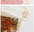 10pcs Gold Rose Flower Paper Clip Wholesale Metal Diy Flower Planner Stationery Supplies Bookmark Gift Shaped Paper Clips