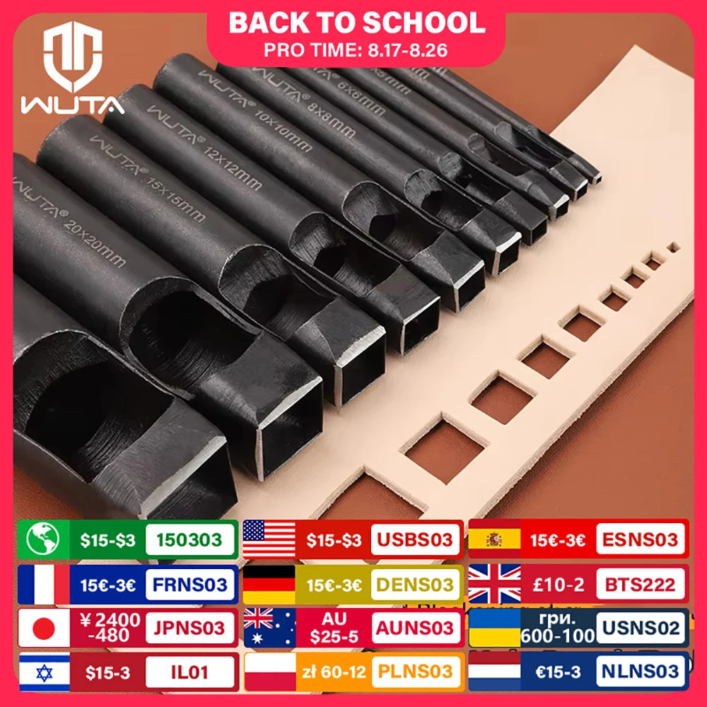 WUTA Basic 1pc Square Leather Punch Rectangle Hollow Oblong Hole Puncher Belt Strap Watch Band Cutter DIY Craft Leather Tools