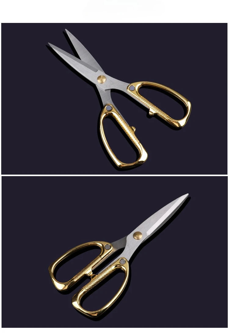 Multi-Purpose Diamond Pattern Stainless Steel Household Scissors Alloy Handle Powerful Shears for Home Craft Office Use