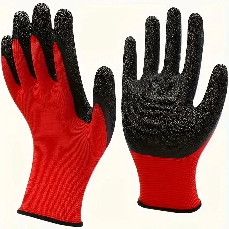 1/10pairs Non-slip Thicken Latex Rubber Safety Work Gloves Palm Coated Gloves Mechanic Working Gloves for Garden WorkTools