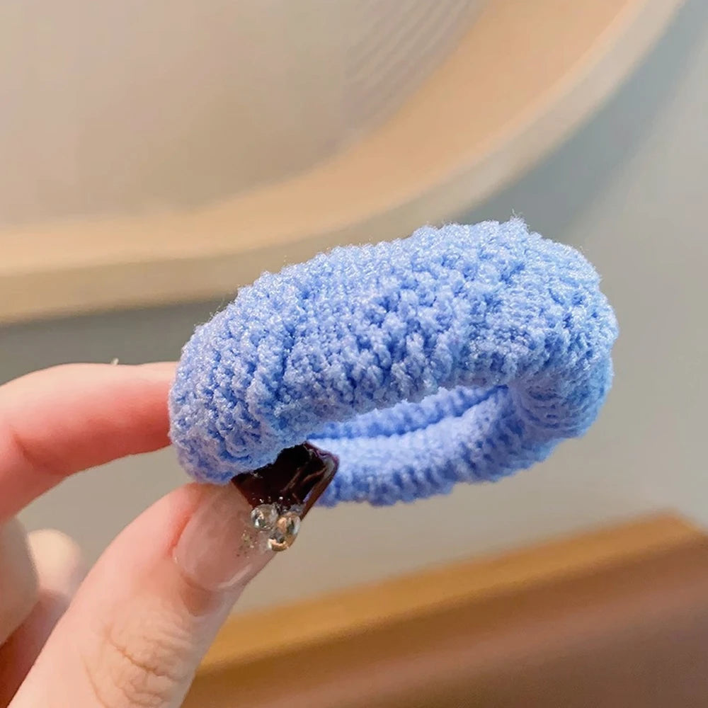 5pcs/Set Mixed Color Thick Hair Ties Soft Seamless Towel Scrunchies Women Girls Elastic No Damage Ponytail Holders Rubber Band