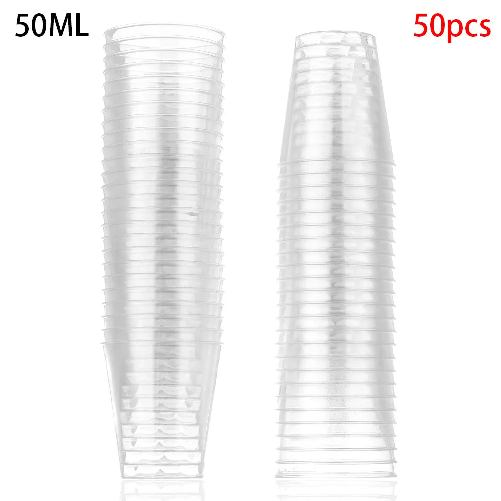 Reusable Transprent Plastic Disposable Dessert Cups Round Pudding Boxes Cupcake Muffin Cup Mould Kitchen Drinks Tools 50/90ml