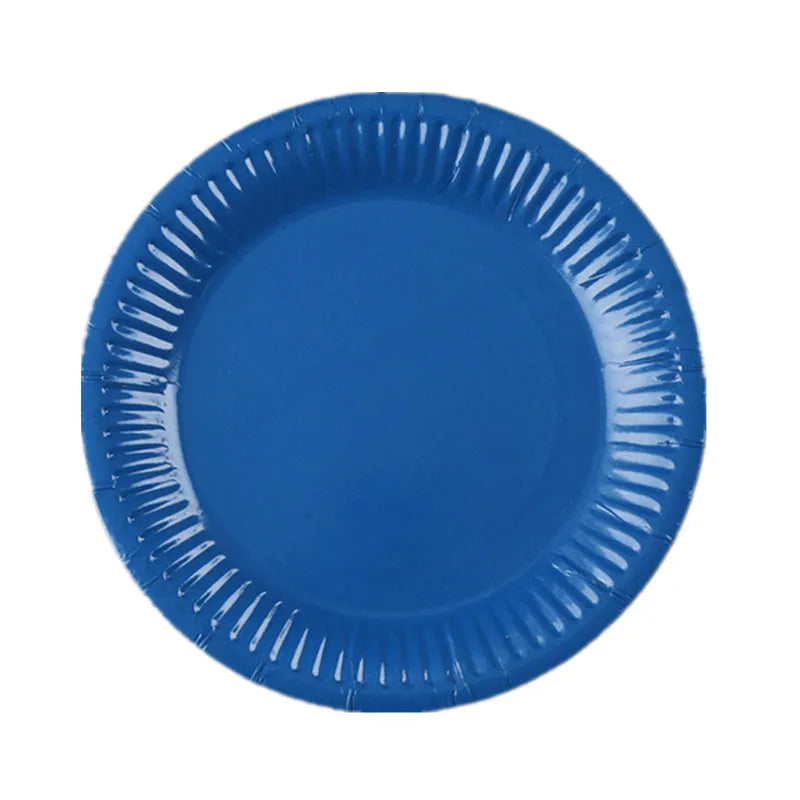 Solid Color Disposable Tableware Set Party Supplies Paper Plates Cups Wedding Birthday Party Decorations Adult Favor