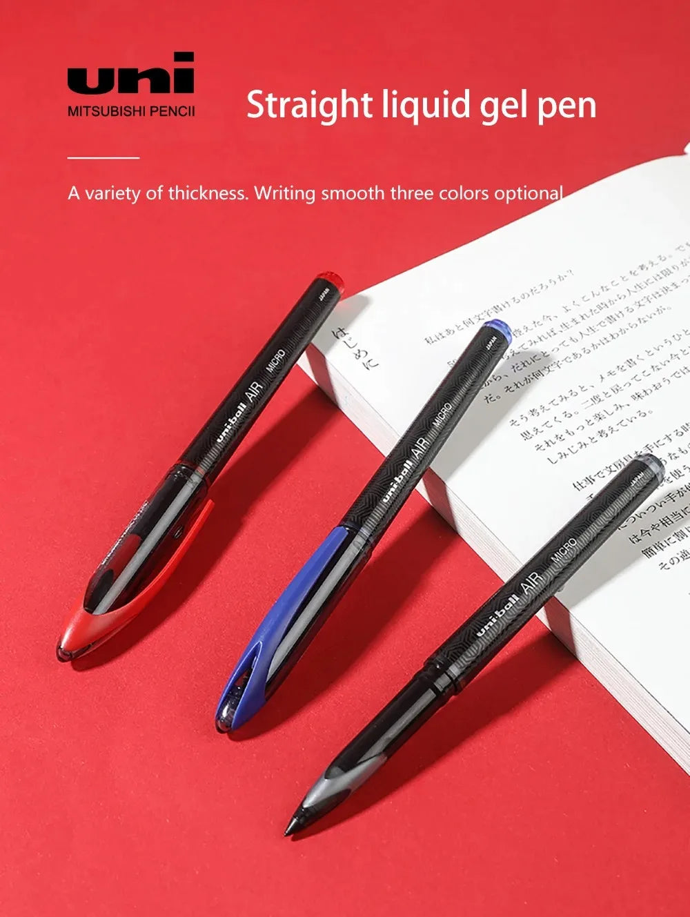 3/6pcs Japan Uniball Gel Pen AIR Straight Liquid Signature Pen UBA-188 Black Technology 0.5/0.7mm Free Writing School Supplies