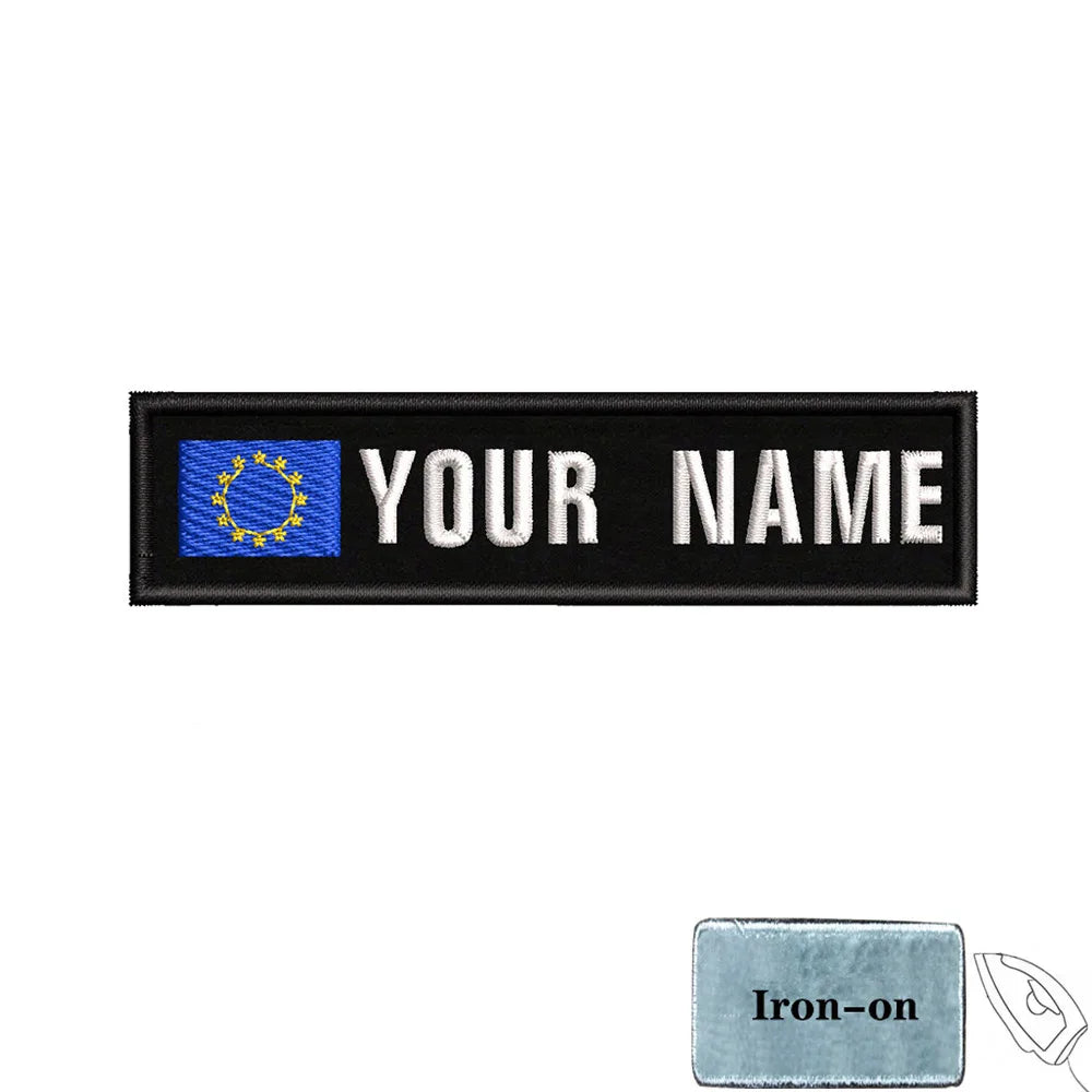 1PC 10cmX2.5cm Custom Name Flag Patch Stripes Badge Iron On Or Hook Loop Estonia Austria Bulgaria Hungary Romanian Ireland
