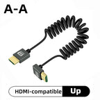 8K UHD Cable High Speed HDMI-compatible Mini/Micro HDMI-compatible Coiled Cord for HDTV Laptop PC PS4 Camera DV Monitor Display