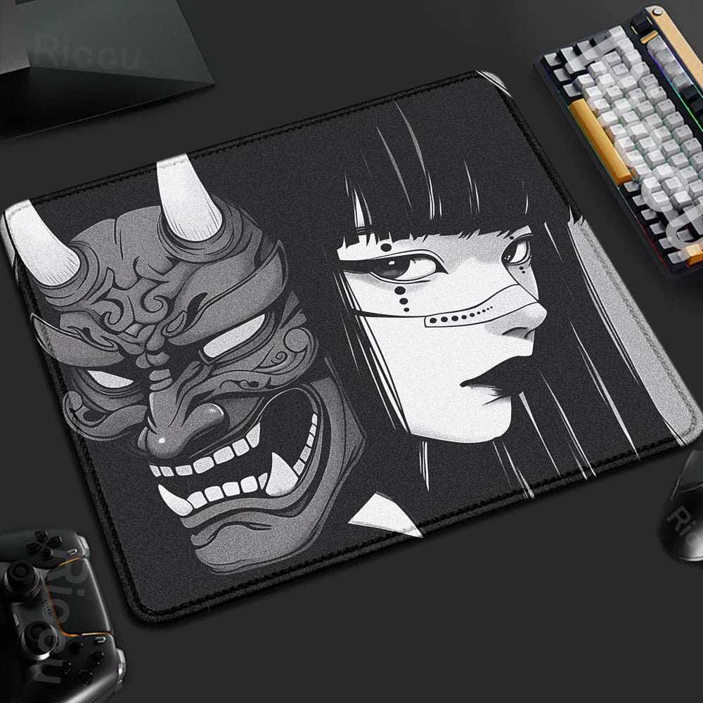 45x40CM Non-slip Mousepad Mask Girl Speed Table Pad E-Sports Keyboard Oni Mice Mat Game Professional Premium Suture Edge Deskmat