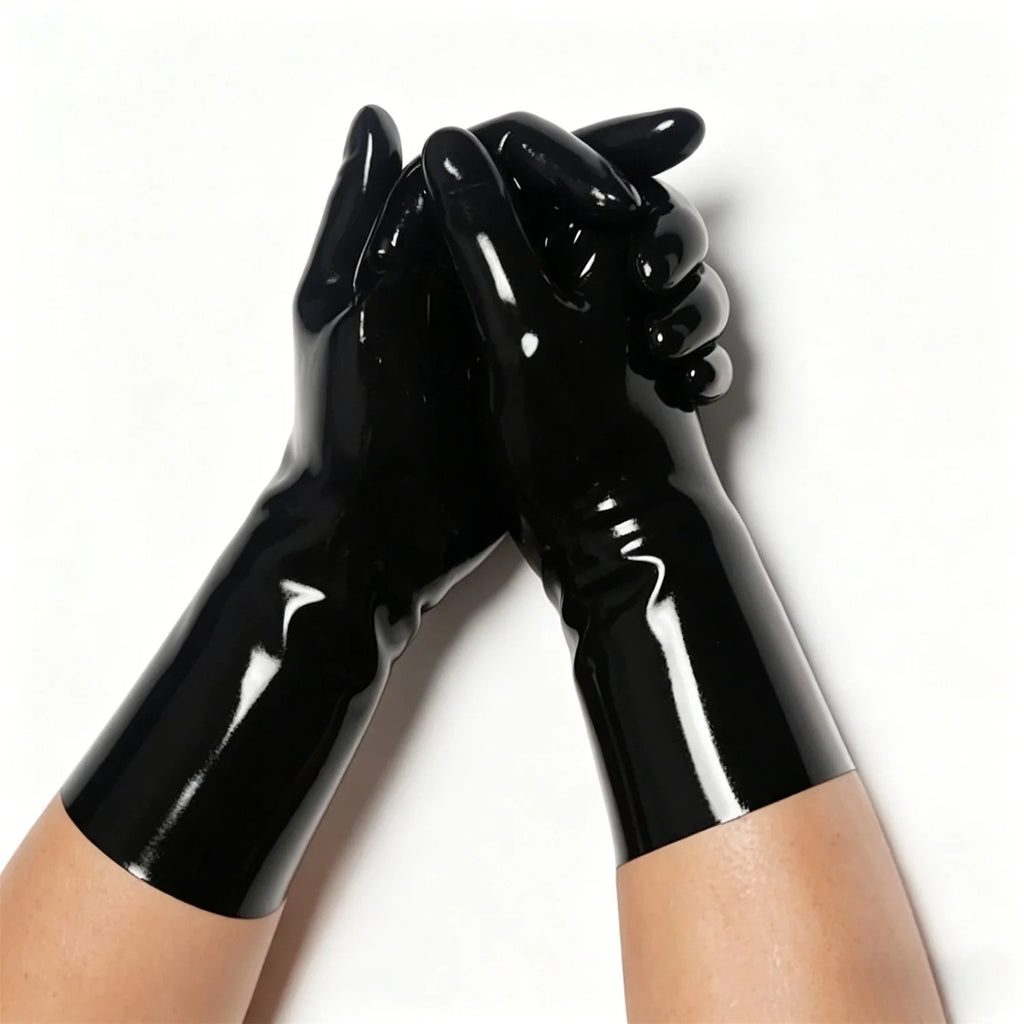 White Long Opera Latex Gloves For Men And Women Shiny Natural Rubber Gloves Cosplay Costume Party Clubwear