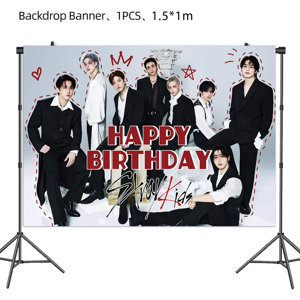 New SK Male Group Birthday Party Theme Decoration Cup Plate Banner Backdrop Gift Bag for Gift Baby Shower Supplies