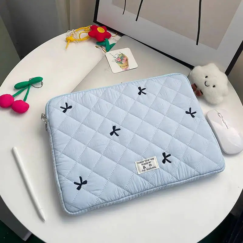 New Bowknot Fluffy Laptop Bag 11/13/15In Shockproof Tablet Sleeve Case Printing Computer Cover Bag for iPad Tablet Protection