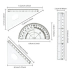 Frosted Ruler Set with Clear Scale - Drawing and Drafting Rulers with Triangle and Protractor for Accurate Measurement