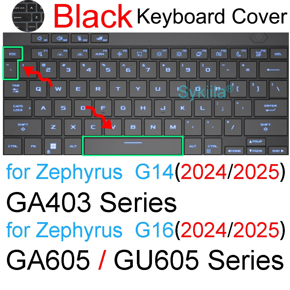 Keyboard Cover for ROG Zephyrus G14 G15 G16 M15 M16 S15 S17 G M S Duo GU605 GA605 GA503 GA403 Silicone Protector Skin Case