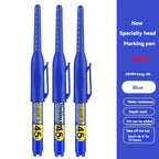 1-12 PCS 45mm Tip Waterproof Long Head Marker Pen Quick-Dry Ink for Woodworking Construction, Deep Hole White Black Red Blue