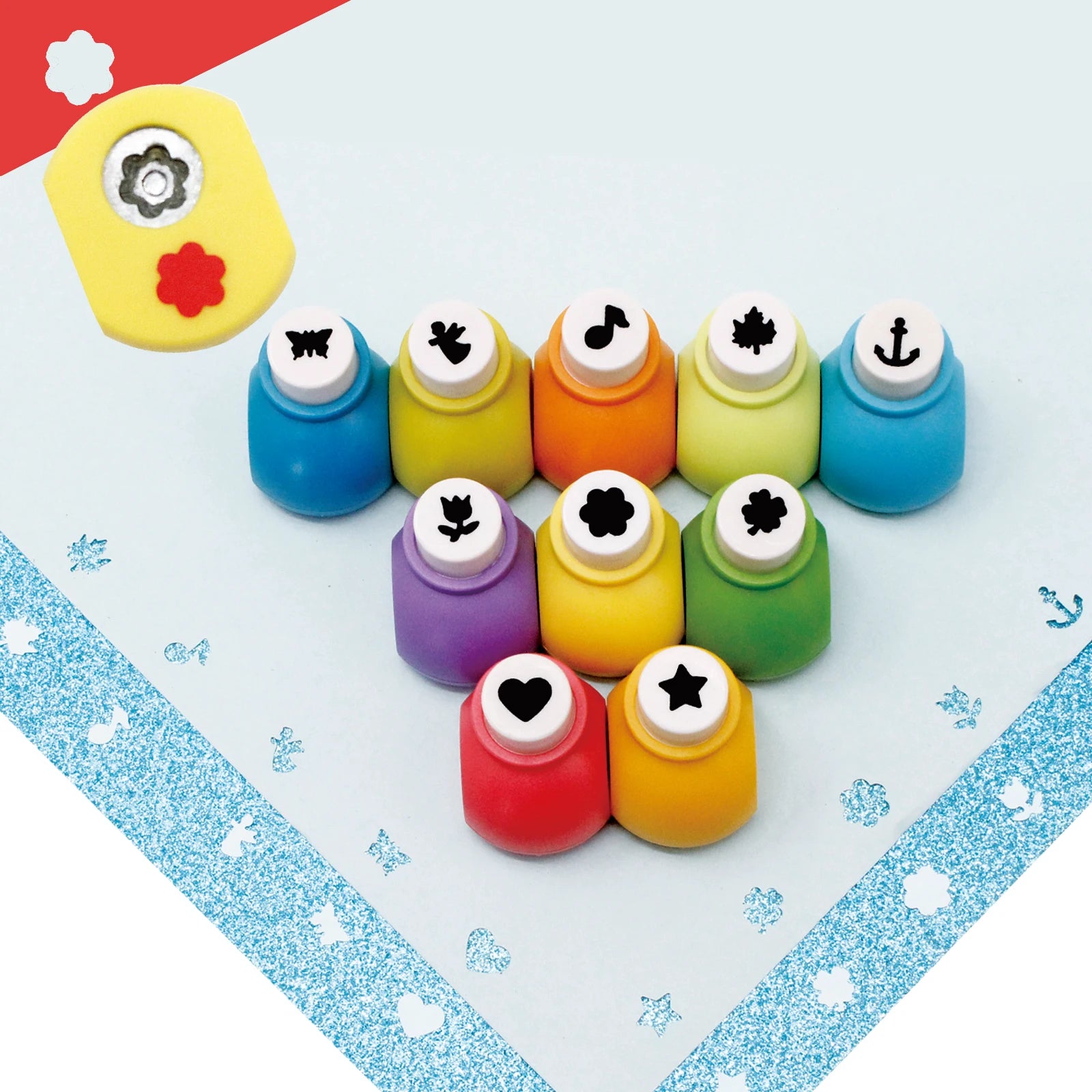10 Paper cutter mini single Hole craft puncher 10mm kids Set Kit Leaf Flower Heart Star shapes paper crafts cardmaking scrapbook