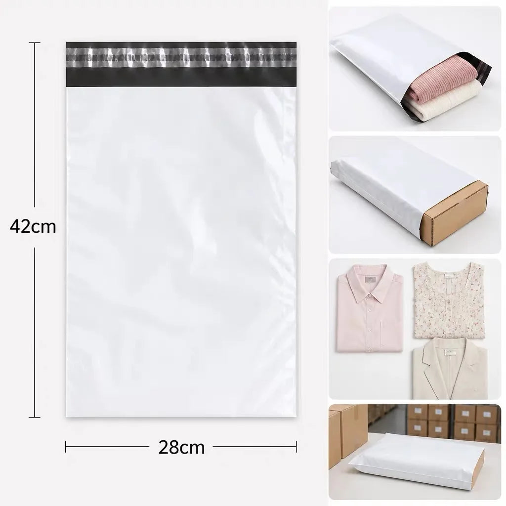 50Pcs White Courier Mailer Bags Packaging Poly Package Plastic Self-Adhesive Mailing Express Bag Envelope Postal Pouch Mailing