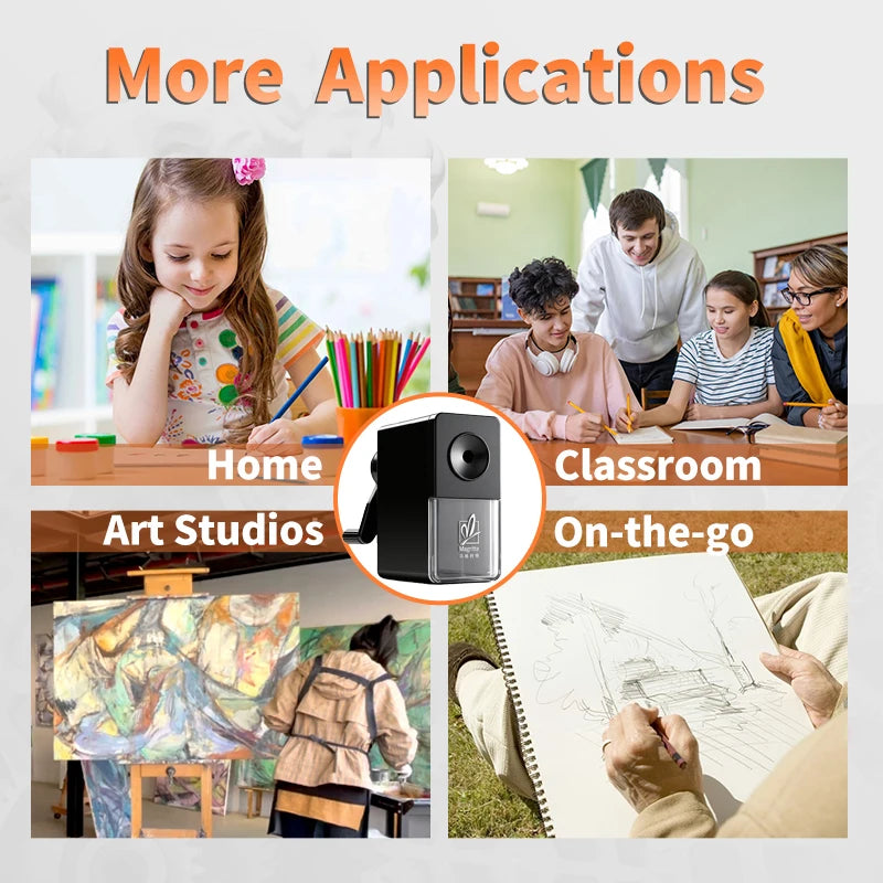 Black Pencil Sharpener Manual for Kids,Professional Adjustable Nibs,for Classroom,Home Use,Sketching Tools as Gift for Artists