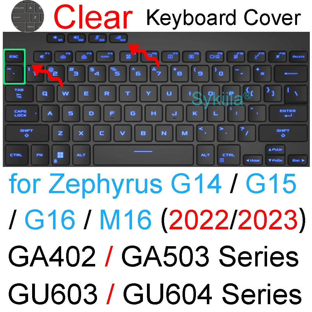 Keyboard Cover for ROG Zephyrus G14 G15 G16 M15 M16 S15 S17 G M S Duo GU605 GA605 GA503 GA403 Silicone Protector Skin Case