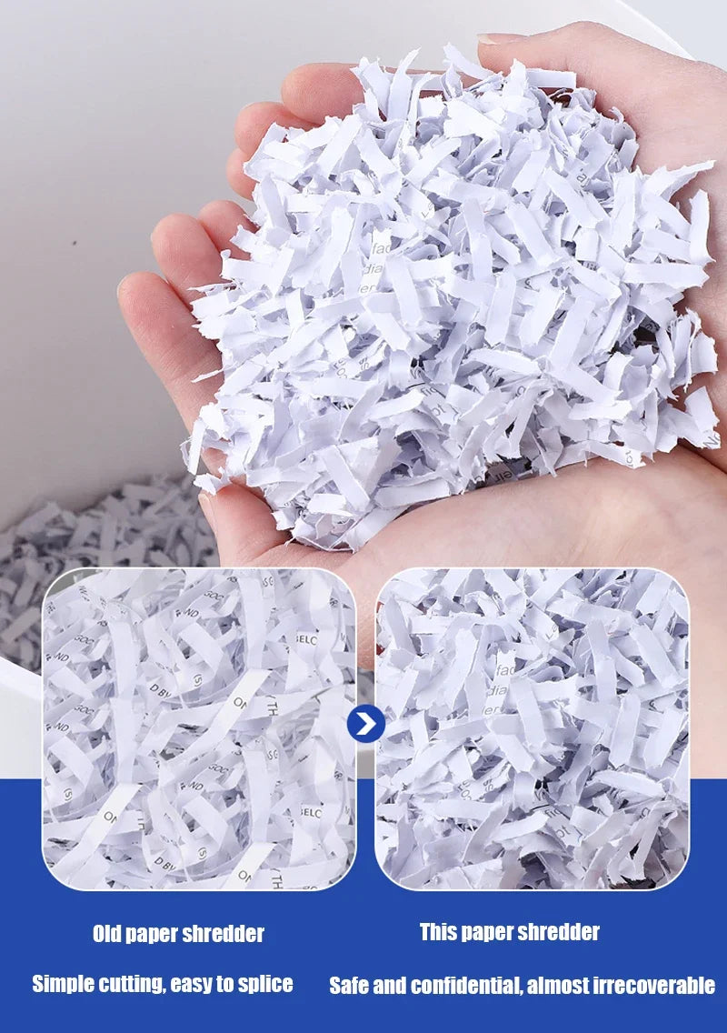 New 12L Waste Paper Shredder Home Office Portable Granular Electric Shredder Paper Scraps 4-level Mini A4 Data Desktop