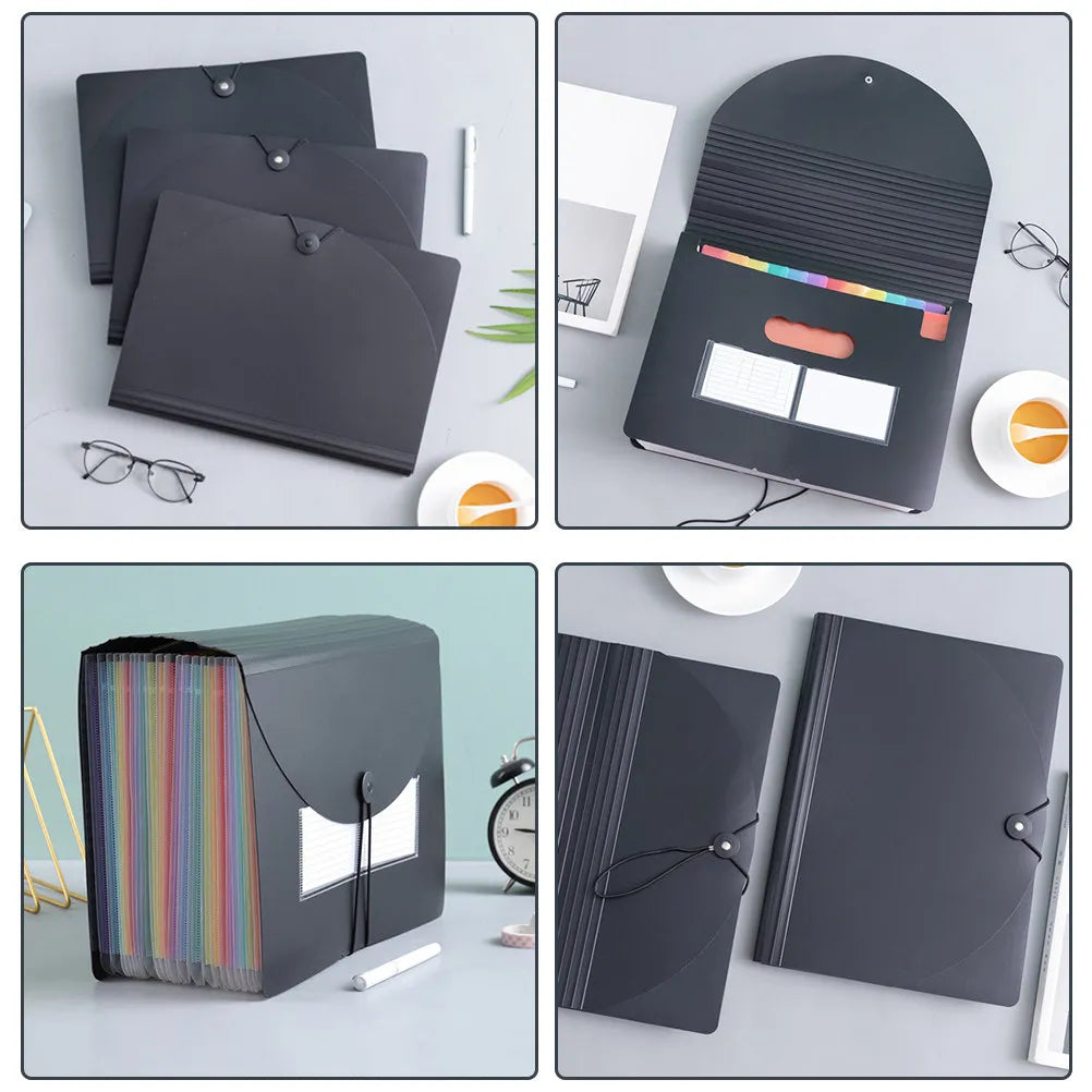 Rainbow Accordion File Folder Plastic Portable Document Organizer for Receipts Cards Coupons Papers Office School Travel Neat