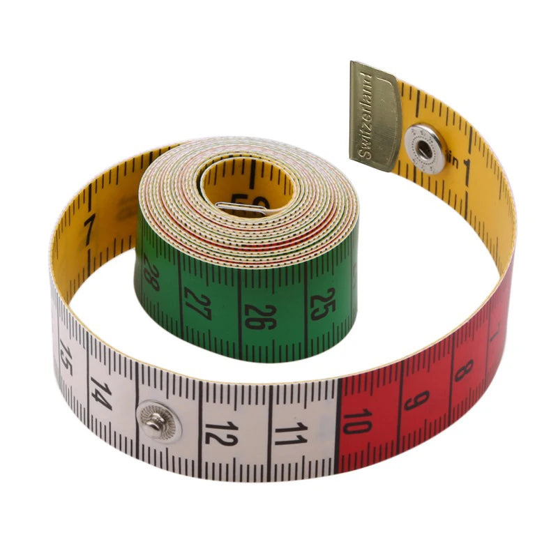 1.5M Soft Tape Measure Tailor's Tape With Snap Fasteners Body Measuring Double-sided Ruler For Needlework Sewing Tool NEW