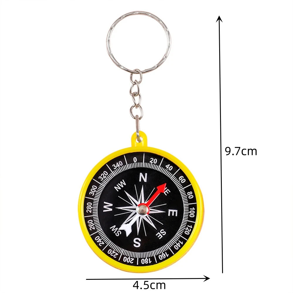 Mini Outdoor Compass Keychain Student Puzzle Learning Supplies Science Teaching Compass Key Chains Kids Gift Key Ring