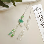 New Chinese-style Handmade Beaded Lotus Pendant Key Chains Mobile Phone Chain for Women Men Ethnic Charm Jewelry Accessory Gift