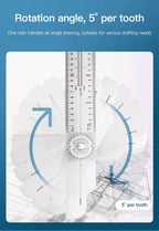 2/1pcs Multifunction Rotatable T-Square Ruler 4mm Thicken Plastic Math Line Circular Transparent Folding Geometric Drawing Ruler