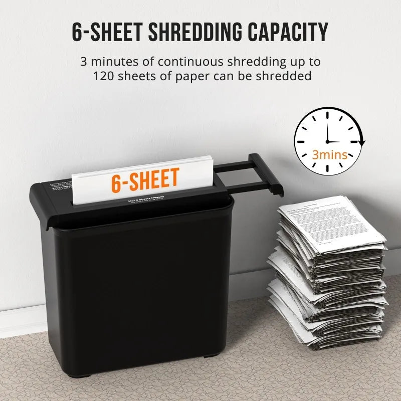 Manual Paper Shredder, Portable Hand Crank Strip Cut Shredder Holds Up To 6 Sheets for Home Office Document Disposal,Portable Shredder Extendable Arm Design with Overheat Protection for Home Office