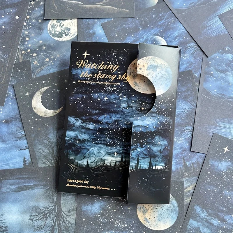 30 sheets lunar starry sky Retro Scrapbooking Material Background Paper Journal Hand Account DIY Creative Stationery Supplies