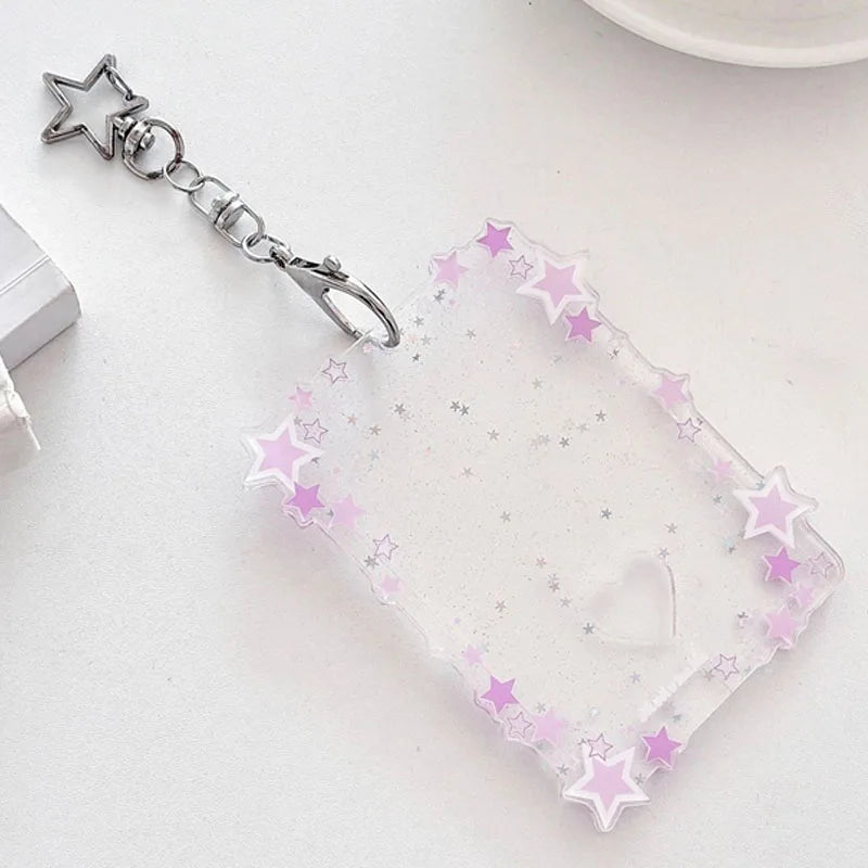 Transparent Clear Acrylic 3 Inch Kpop Photocards Holder Photos Cards Star Holder Bags Pendant Star Chaser Card School Stationery