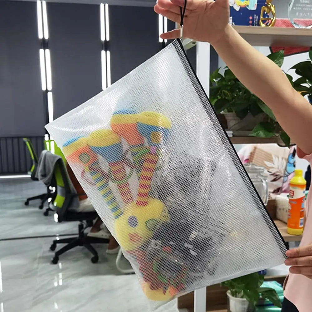 3/5PCS Stationery Storage Bag Folder File Mesh Zipper Pouch A3 A4 A5 A6 Document Bag Zip File Folders School Office Supplies