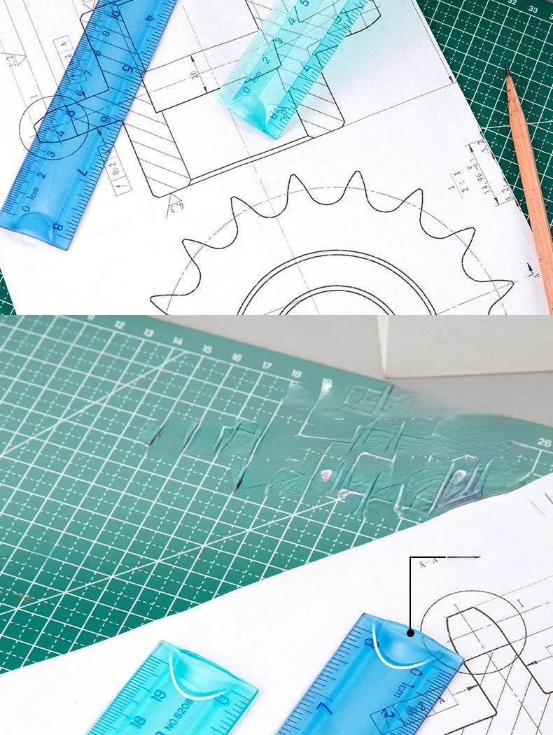 Random 1 Pc 20 cm/8 Inch Flexibale Rulers Soft Plastic, Inches And Metric For School And Office