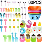 Mini Fruit Forks For Children Kids Cute Animal Food Picks Snack Toothpicks With Vegetable Cutter Set Silicone Lunch Box Dividers