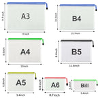 Zipper Documents Bag A4/A5 Plastic Folders A3 Transparent Waterproo File Organize Storage Bag School Office Stationery Supplies
