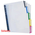 5/10/20Sheets/Lot A4 Divider Index Page Tab Cards For 11-Holes Ring Binders Notebooks Stationery Bookmark School Office Supplies