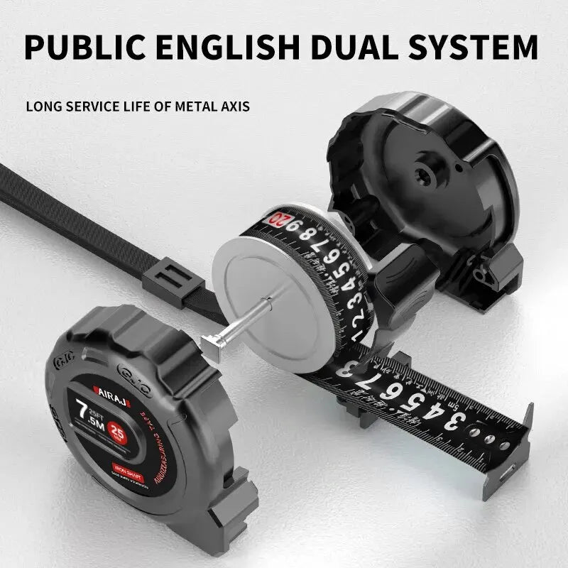 AIRAJ 7.5/5/3M Tape Measure High Carbon Steel Thickened Frosted Anti Drop Shell High-Precision Portable Manual Measuring Tool