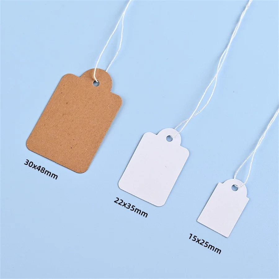 100pcs Jewelry Hanging Tags, String Rings, Price Tags, White Handwritten Gold and Silver Jewelry Price Tags, Gardening Tags