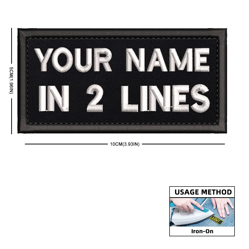 Rectangular Personalized Name Patch Stripes Badge tags Different Sizes Iron On Or Hook Loop Embroidered Military Name Patches