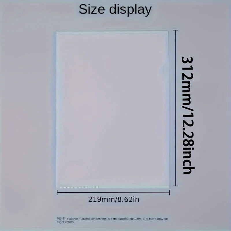 10 Pcs L-shaped Folder Plastic PP Transparent Single-Page Folder A4 Two-Page Set Office Document Storage and Organization