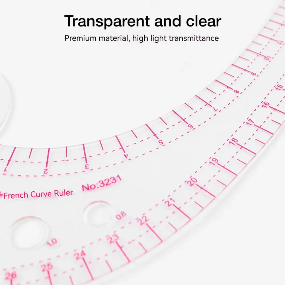 Clear Metric Flexible French Curve Ruler Practical Tailoring Template For Dressmaking Pattern Drafting DIY Sewing Projects