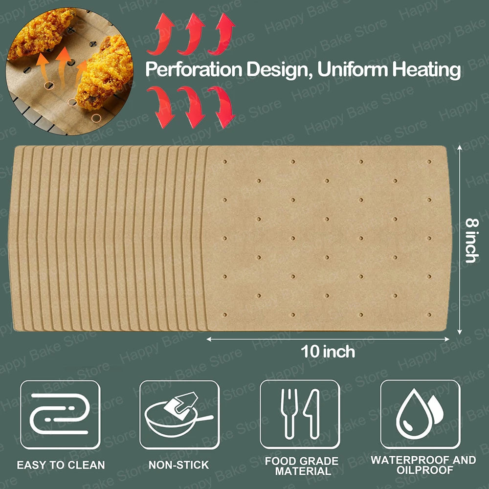 Air Fryer Unbleached Perforated Parchment Paper Sheets Mat & Square Baking Paper Liners Tray For Ninja Foodi Grill 5-in-1 AG301