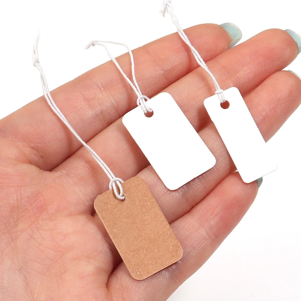 100pcs/lot Elastic Rope Price Hang Tags Kraft Paper Blank Price Labels For Jewelry Bag Ornaments Price Display Cardboard