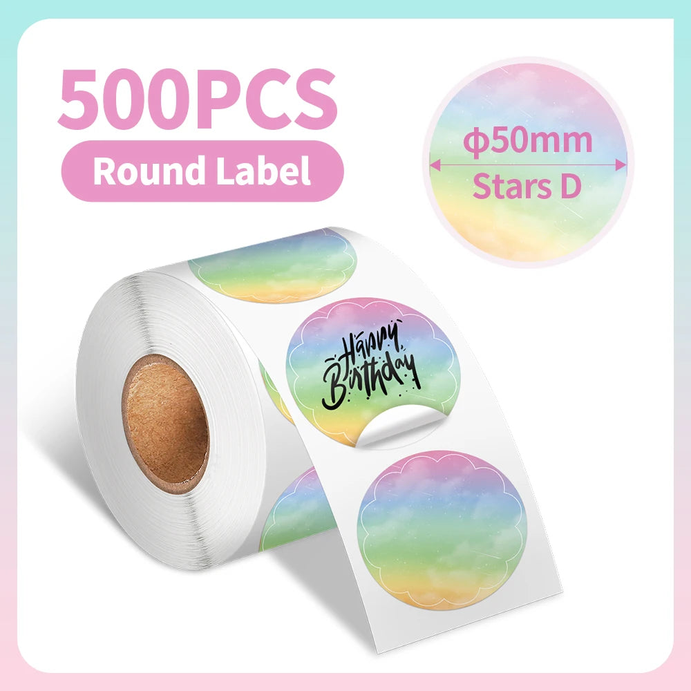 Thermal Label Paper round Sticker White Pure Color Shipping Label Waterproof for Phomemo PM241/PM246S/D520 Label Printer