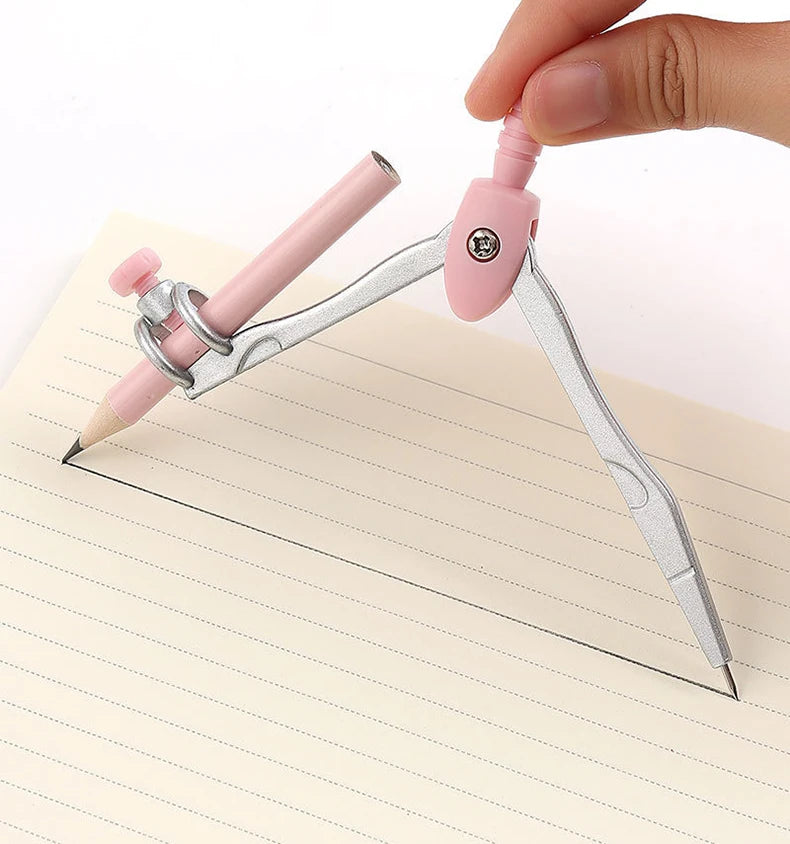 Metal Zinc Alloy Compasses Set,2B Pencil,Drawing Gauge,Removable Pencil,With Sharpener,Student Products 2218