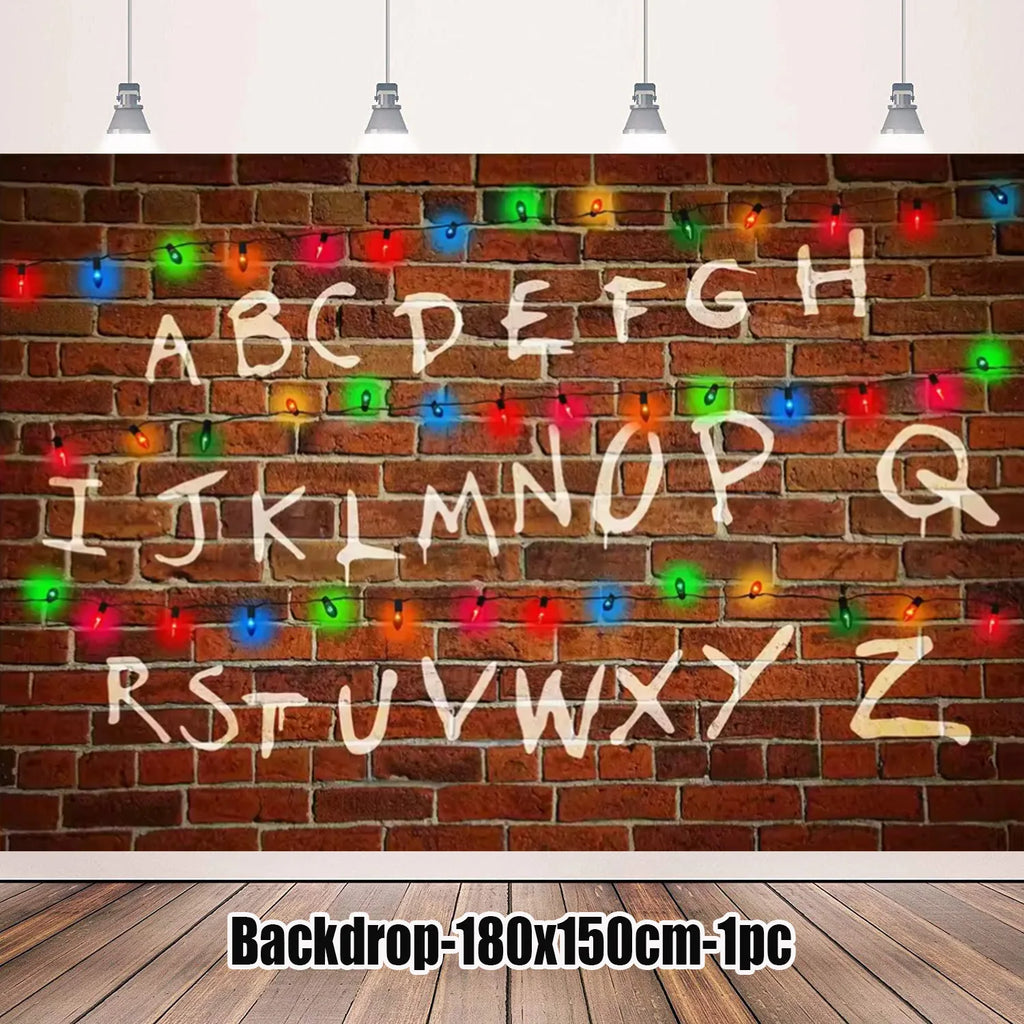 Stranger Theme Birthday Party Tableware Decoration American TV Paper Plate Napkin Banner Lights Alphabet Backdrops Kids Supplies
