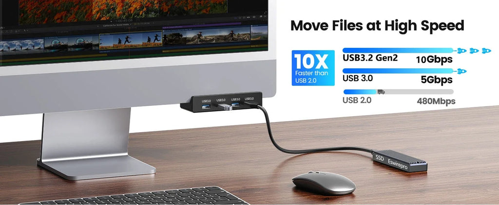 10Gbps USB HUB Clamp USB3.2/3.0/2.0 Splitter Adapter External Multi Clip Dock For iMac Macbook Lenovo Desktop PC Accessories