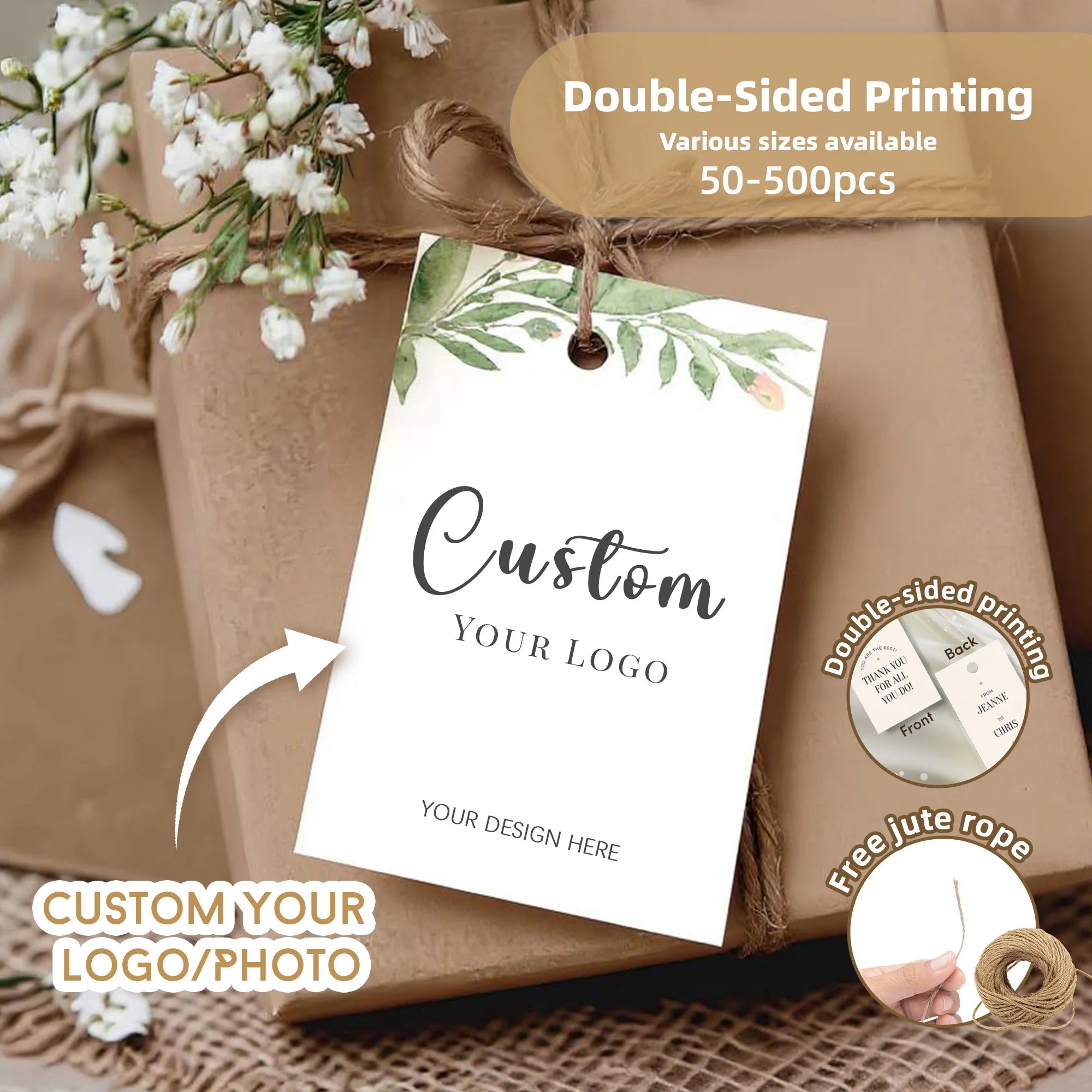 Custom Tags for Clothes Rectangle Personalized Hang Tags for Wedding Thank You Gift Tags for Birthdays Bridal Showers Christmas
