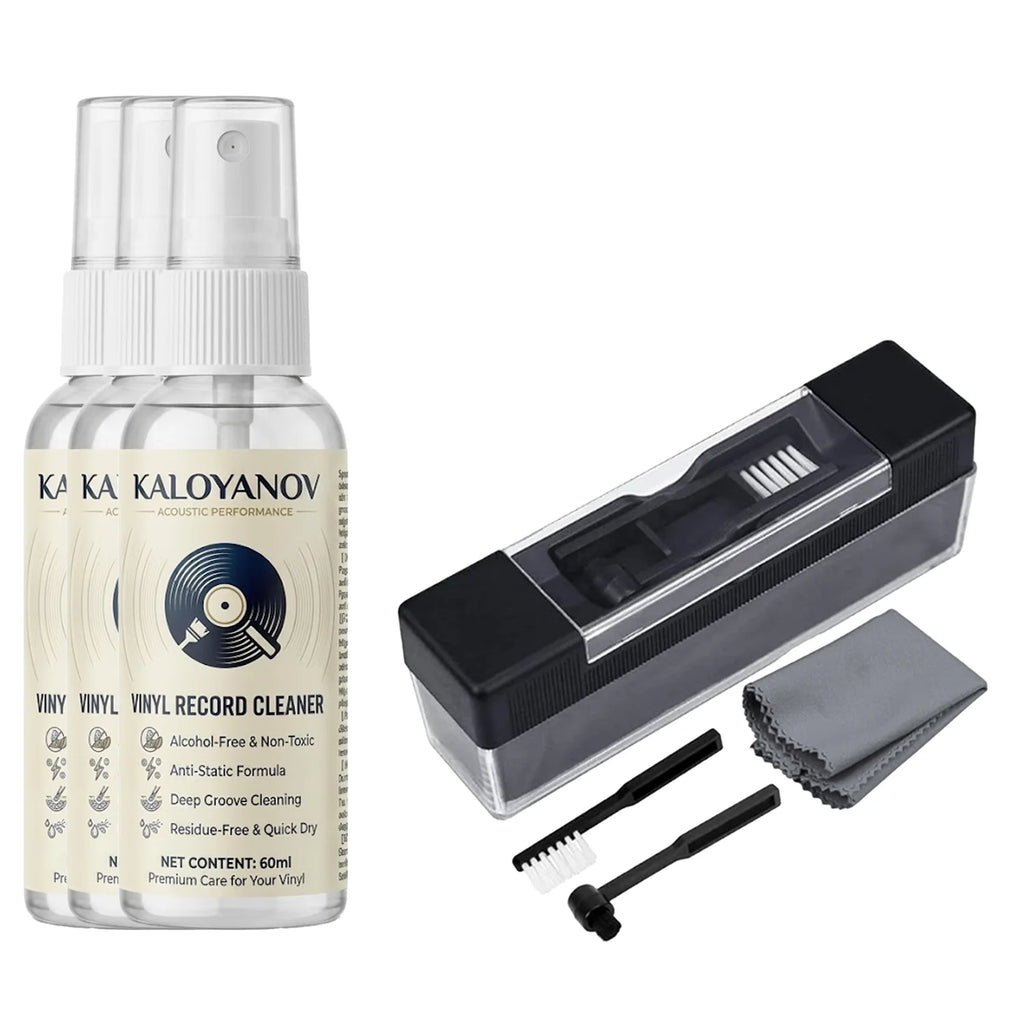 Vinyl Record Cleaner Kit Turntable LP Cleaning Brush Set Anti-Static Spray Cloth Stylus Dust Remover for Phono Gramophone